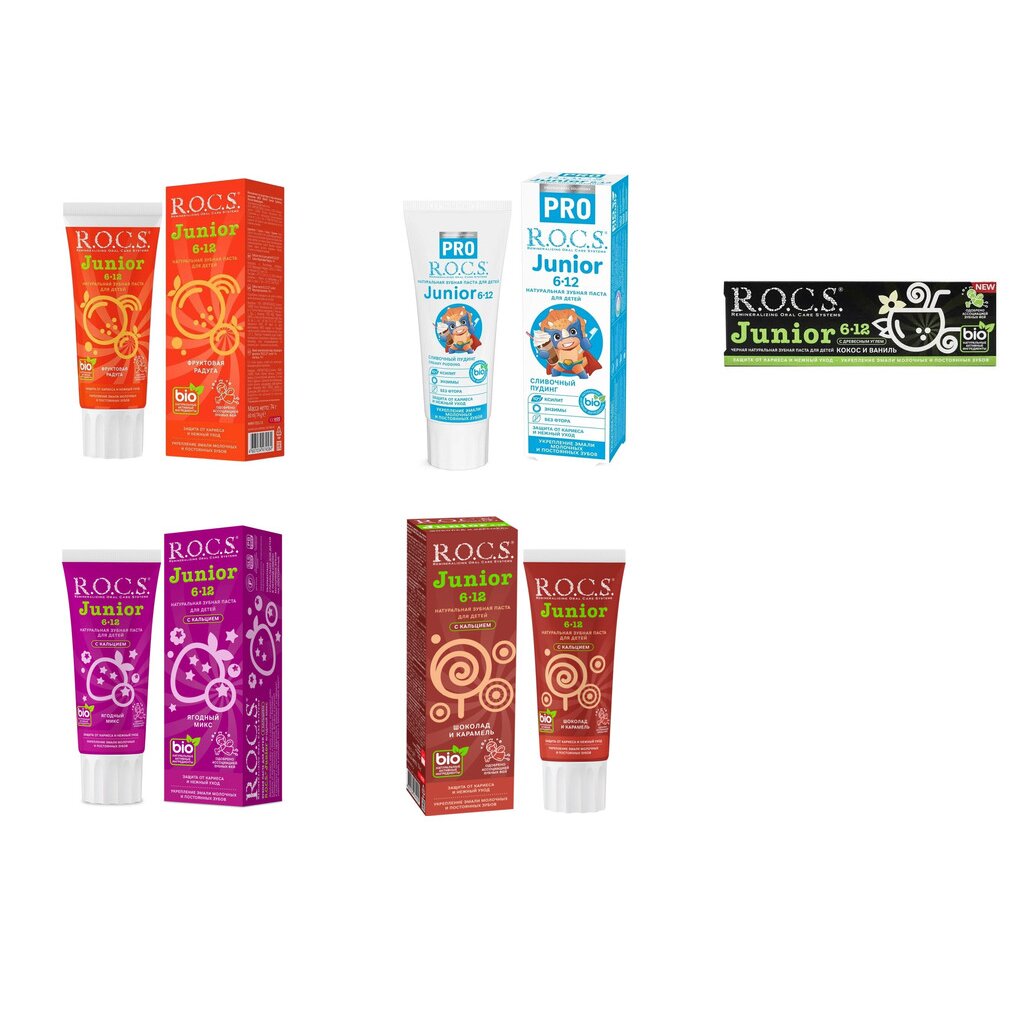 Зубная паста детская Рокс (R.O.C.S.) Junior от 6-12 лет с 6 до 12 лет 74 г (любой вкус)