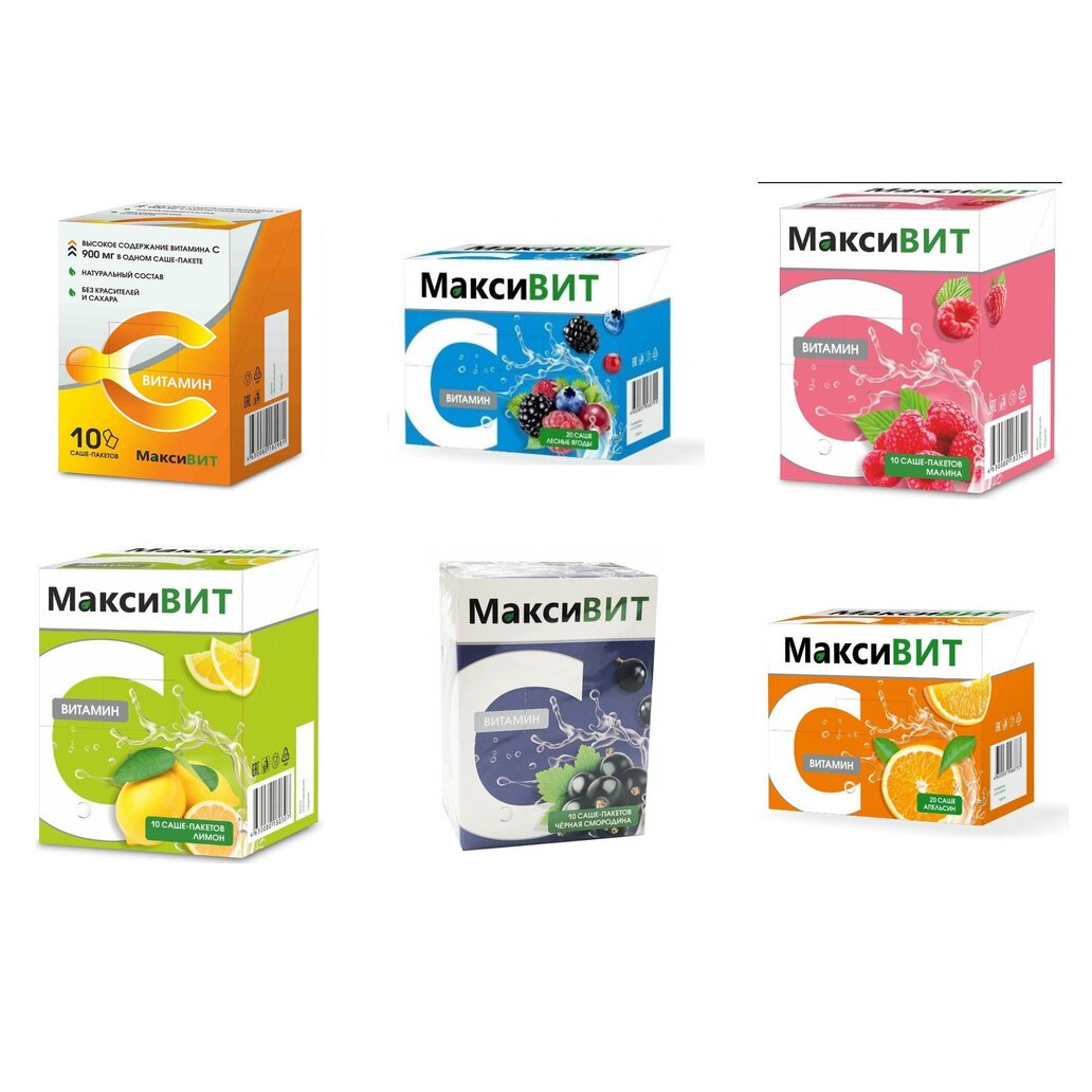 Аскорбиновая кислота Витамин С Максивит порошок 10 шт. (любой вкус)