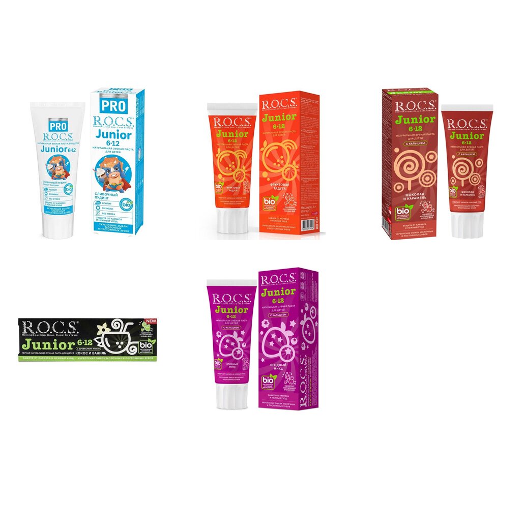 Зубная паста детская Рокс (R.O.C.S.) Junior от 6-12 лет с 6 до 12 лет 74 г (любой вкус)