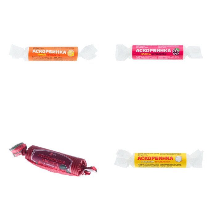Аскорбиновая кислота с сахаром таблетки крутка 10 шт. (любой вкус)