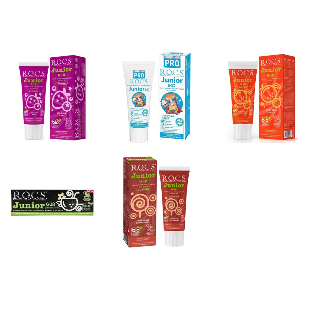 Зубная паста детская Рокс (R.O.C.S.) Junior от 6-12 лет с 6 до 12 лет 74 г (любой вкус)