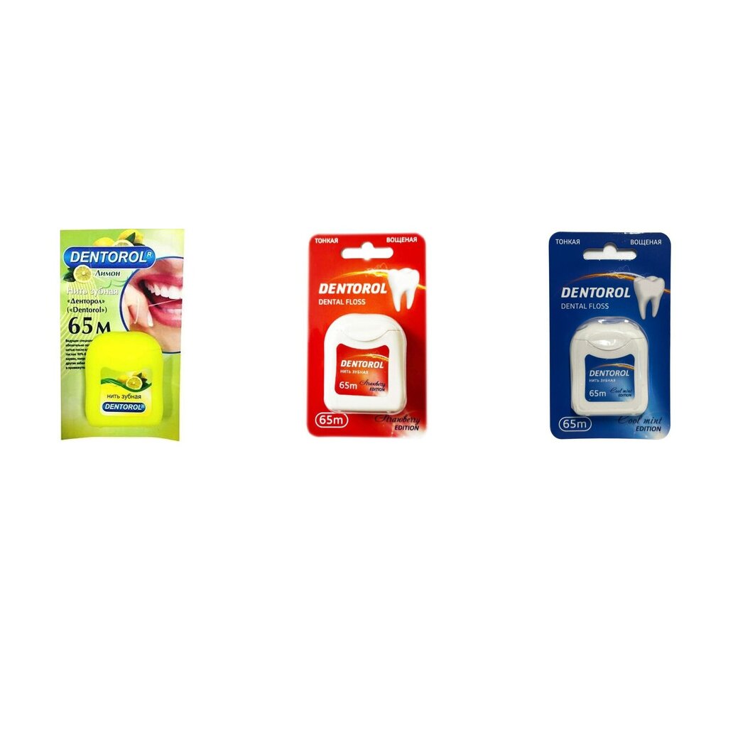Зубная нить Dentorol вощеная 65 м (любой вкус)