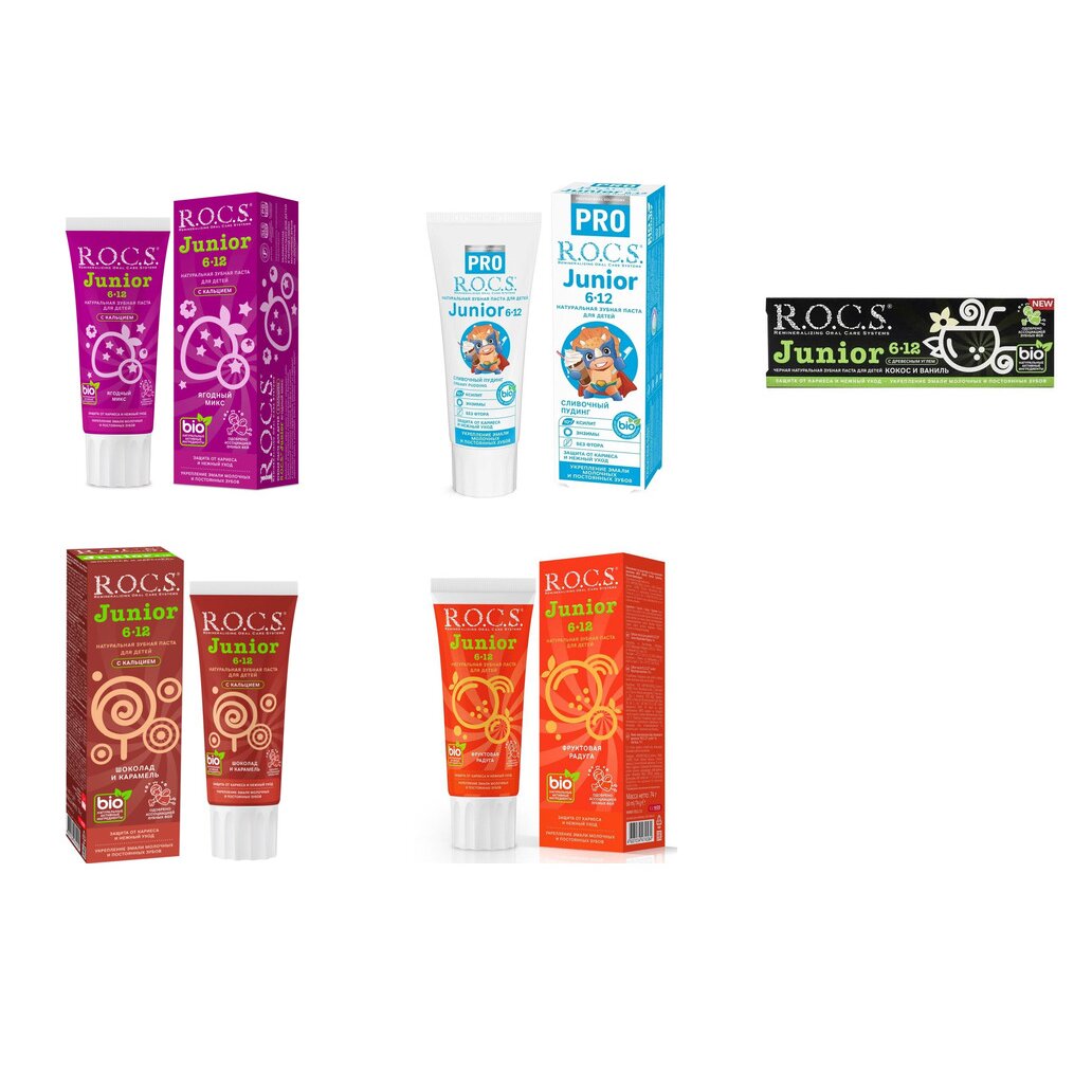 Зубная паста детская Рокс (R.O.C.S.) Junior от 6-12 лет с 6 до 12 лет 74 г (любой вкус)