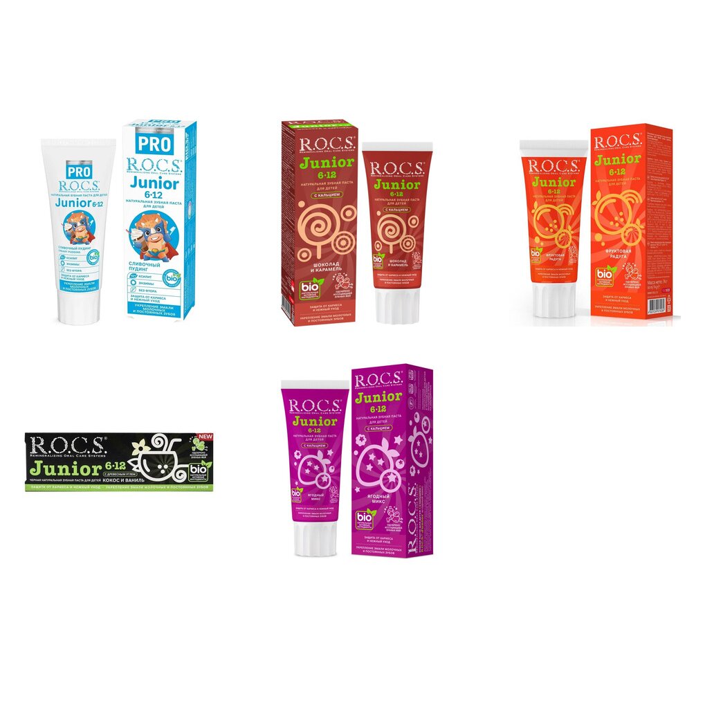 Зубная паста детская Рокс (R.O.C.S.) Junior от 6-12 лет с 6 до 12 лет 74 г (любой вкус)