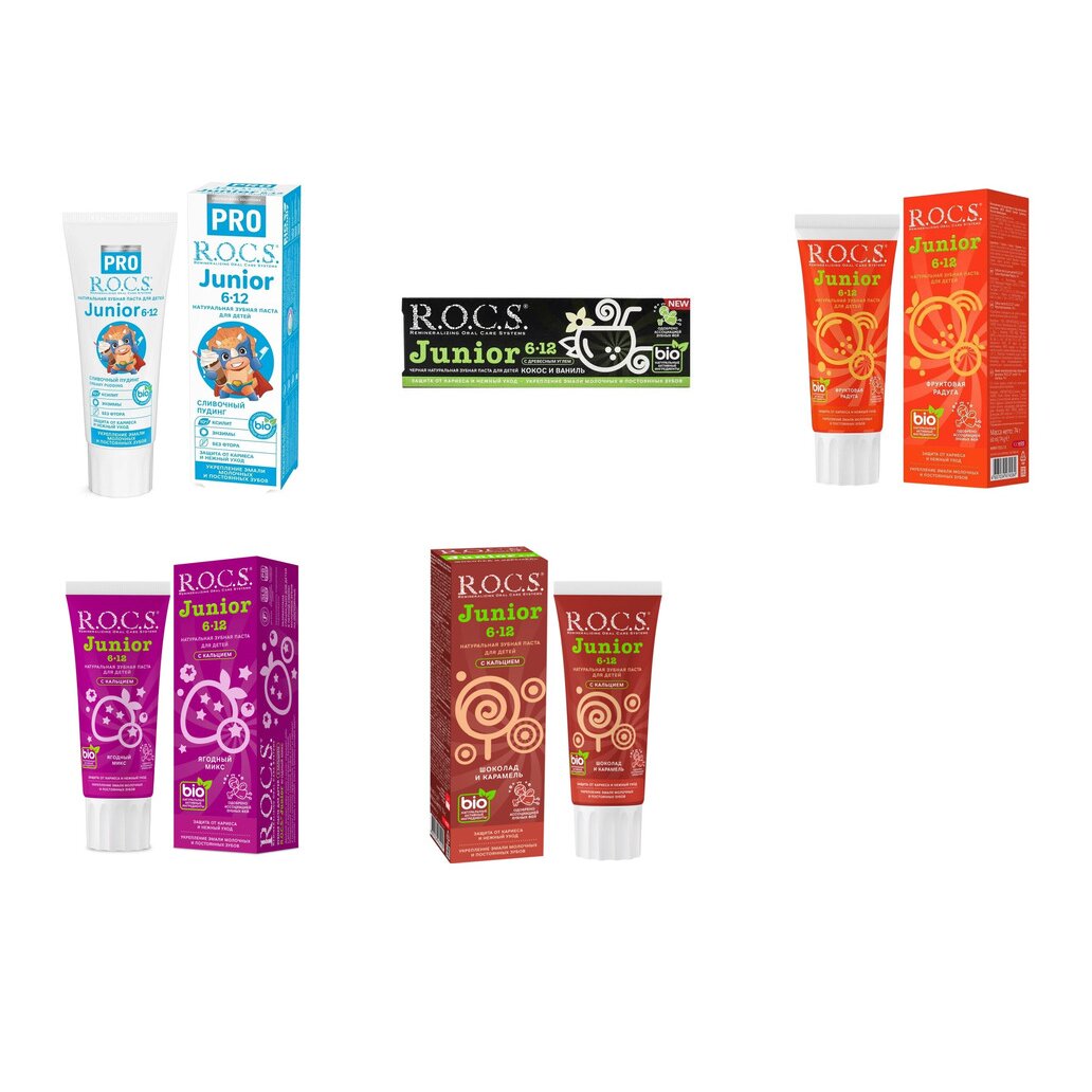 Зубная паста детская Рокс (R.O.C.S.) Junior от 6-12 лет с 6 до 12 лет 74 г (любой вкус)