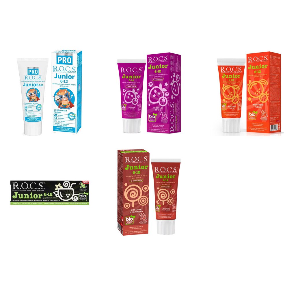 Зубная паста детская Рокс (R.O.C.S.) Junior от 6-12 лет с 6 до 12 лет 74 г (любой вкус)