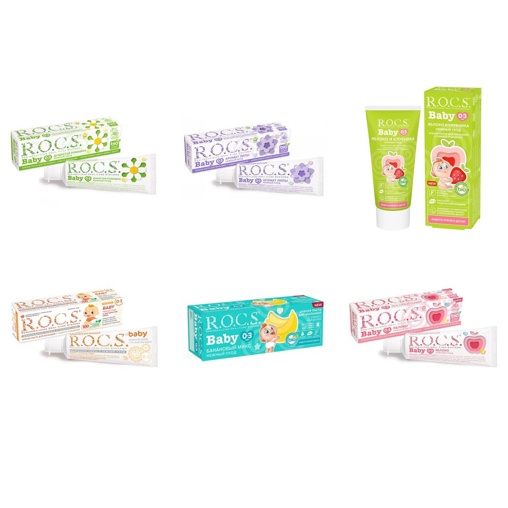 Зубная паста детская Рокс (R.O.C.S.) Baby (любой вкус) с 0 до 3 лет 45 г