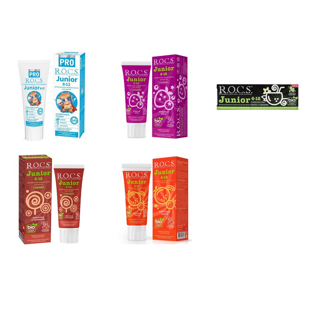 Зубная паста детская Рокс (R.O.C.S.) Junior от 6-12 лет с 6 до 12 лет 74 г (любой вкус)
