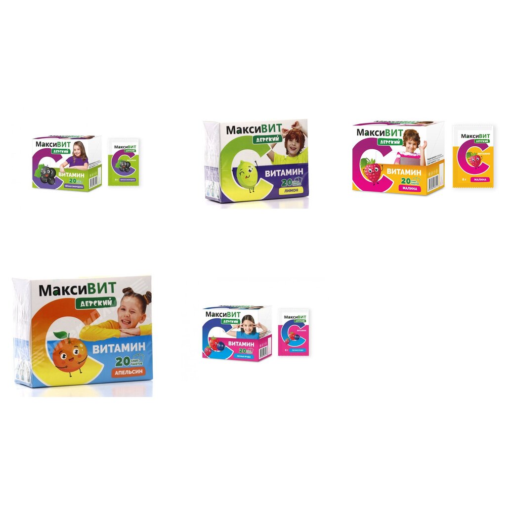 Аскорбиновая кислота детская Максивит порошок 20 шт. (любой вкус)