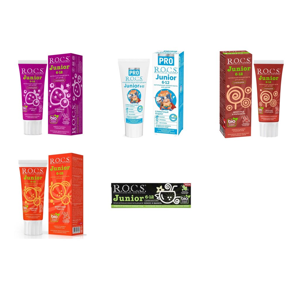 Зубная паста детская Рокс (R.O.C.S.) Junior от 6-12 лет с 6 до 12 лет 74 г (любой вкус)