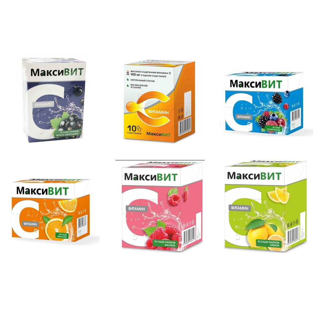 Аскорбиновая кислота Витамин С Максивит порошок 10 шт. (любой вкус)