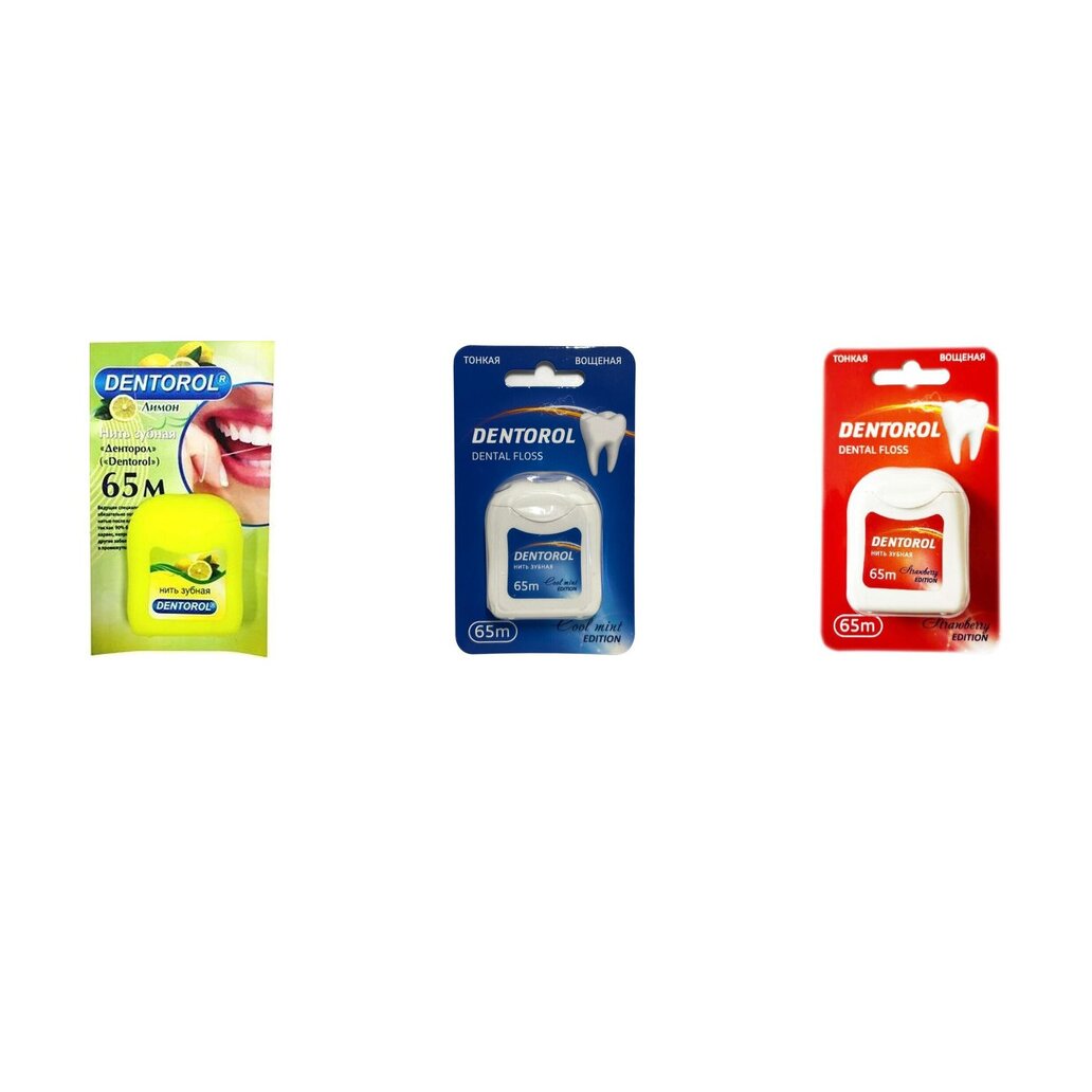 Зубная нить Dentorol вощеная 65 м (любой вкус)