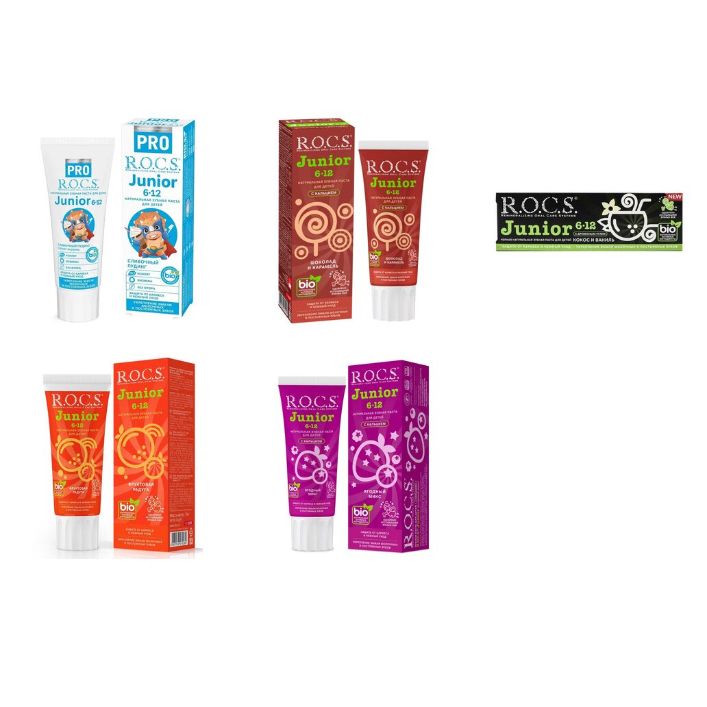 Зубная паста детская Рокс (R.O.C.S.) Junior от 6-12 лет с 6 до 12 лет 74 г (любой вкус)