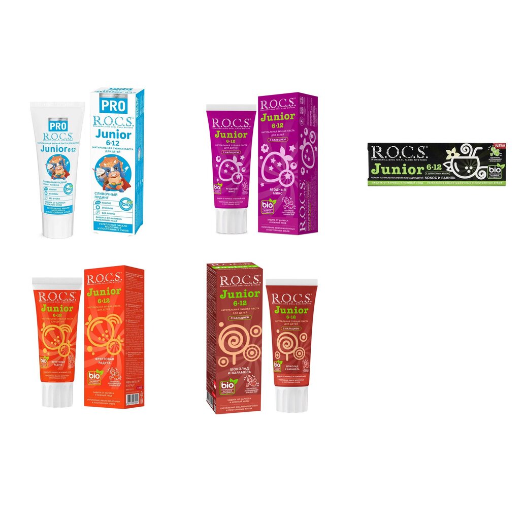 Зубная паста детская Рокс (R.O.C.S.) Junior от 6-12 лет с 6 до 12 лет 74 г (любой вкус)