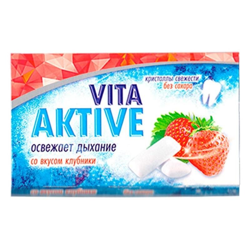 Резинка жевательная Vita aktive без сахара со вкусом клубника 12 шт.