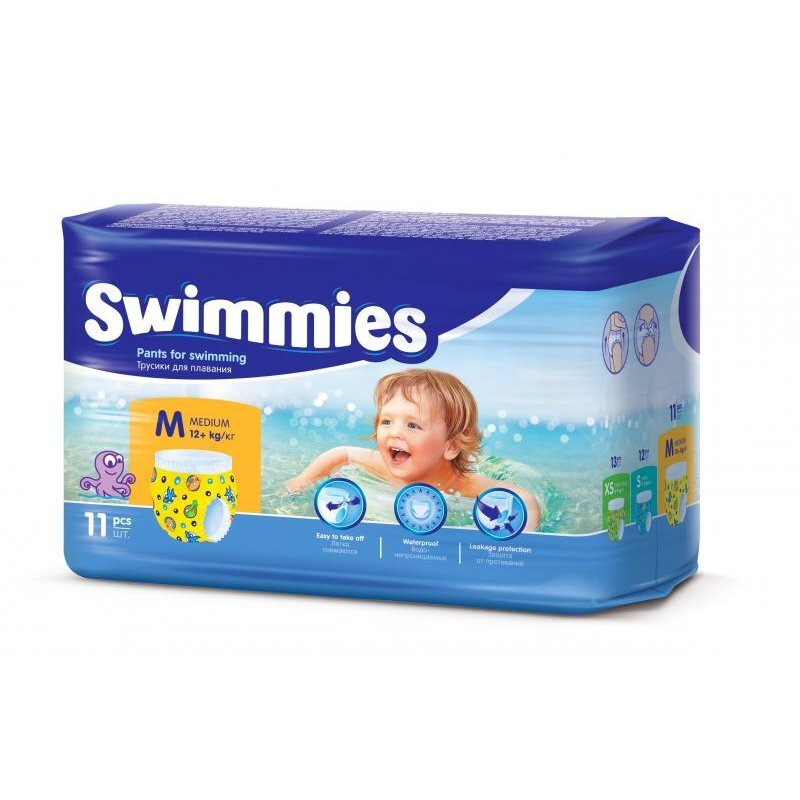 Подгузники-трусики для плавания Swimmies medium более 12 кг 11 шт.