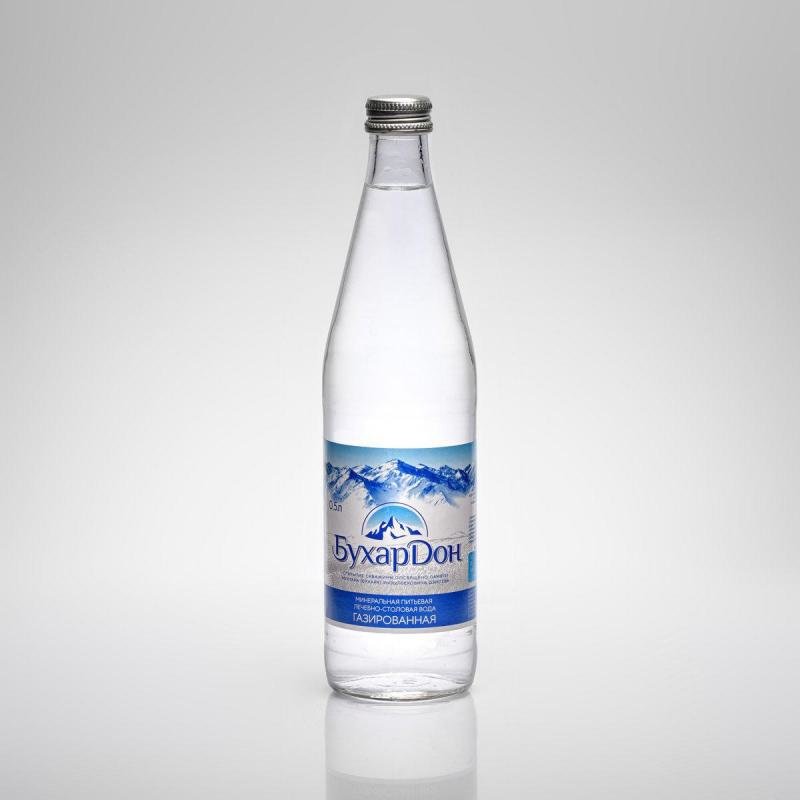 Вода питьевая БухарДон газированная минеральная столовая стеклянная бутылка 0,5 л