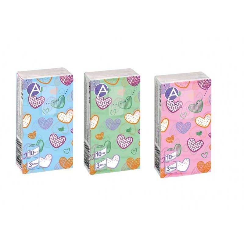 Платочки носовые бумажные трехслойные 10 шт.