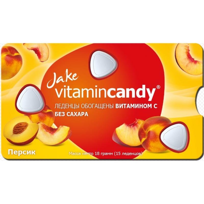 Jake леденцы без сахара с витамином с 18.75г вкус персика