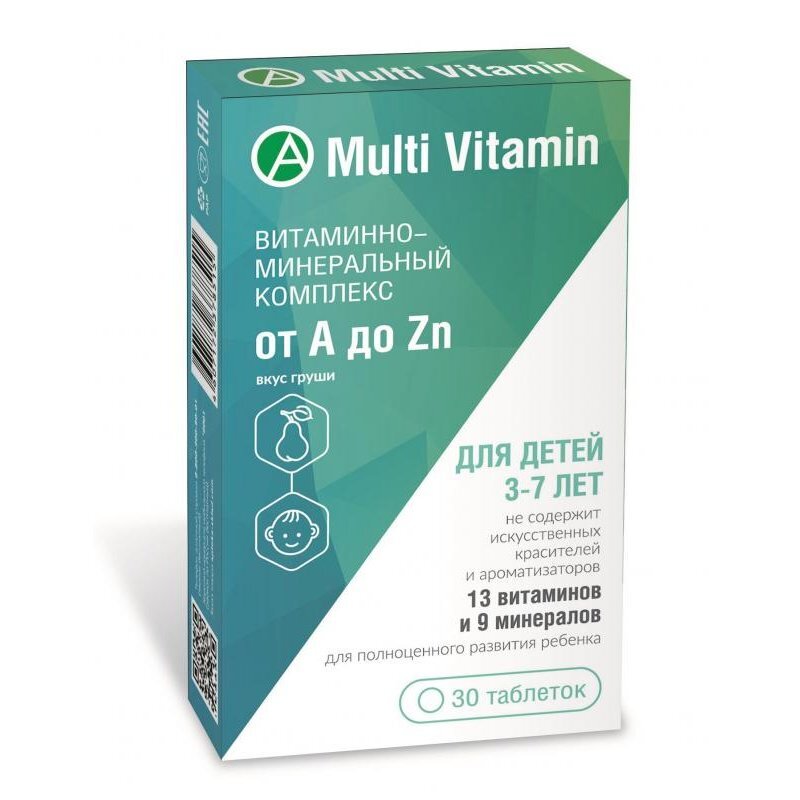 Витаминно-минеральный комплекс от A до Zn для детей 3-7 лет таблетки жевательные 30 шт.