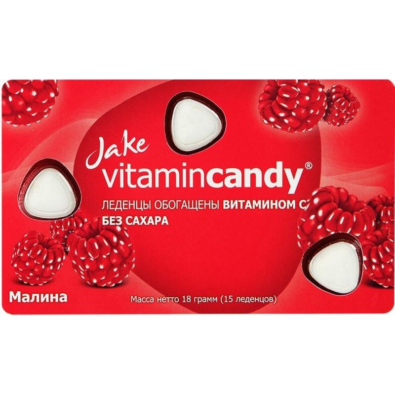 Jake леденцы без сахара с витамином с 18.75г вкус малины