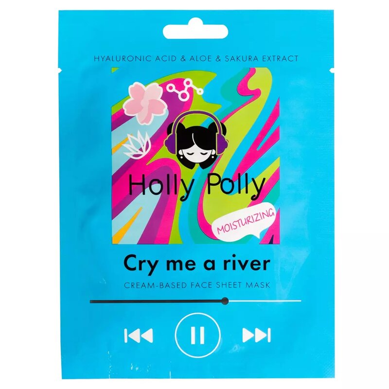 Holly polly cry me a river маска тканевая для лица на кремовой основе увлажняющая 22г с гиалуроновой кислотой aлое и экстрактом cакуры