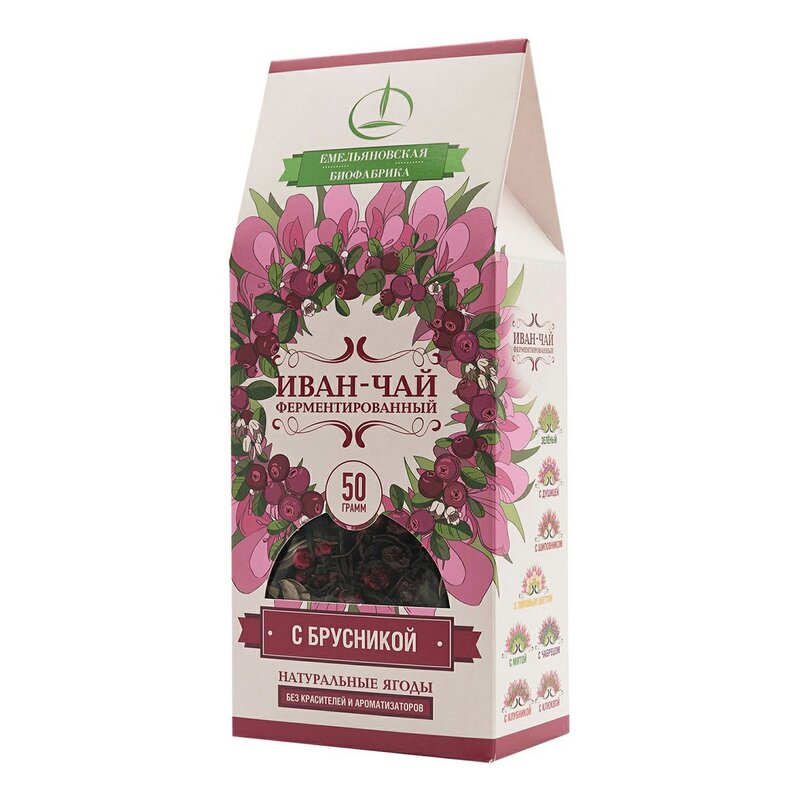 Емельяновская биофабрика иван-чай ферментированный с брусникой 50 г