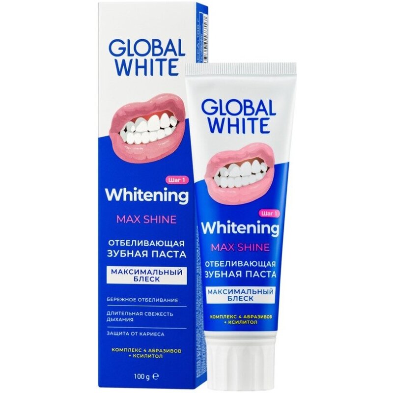 Зубная паста Global White whitening max shine отбеливающая 100 мл