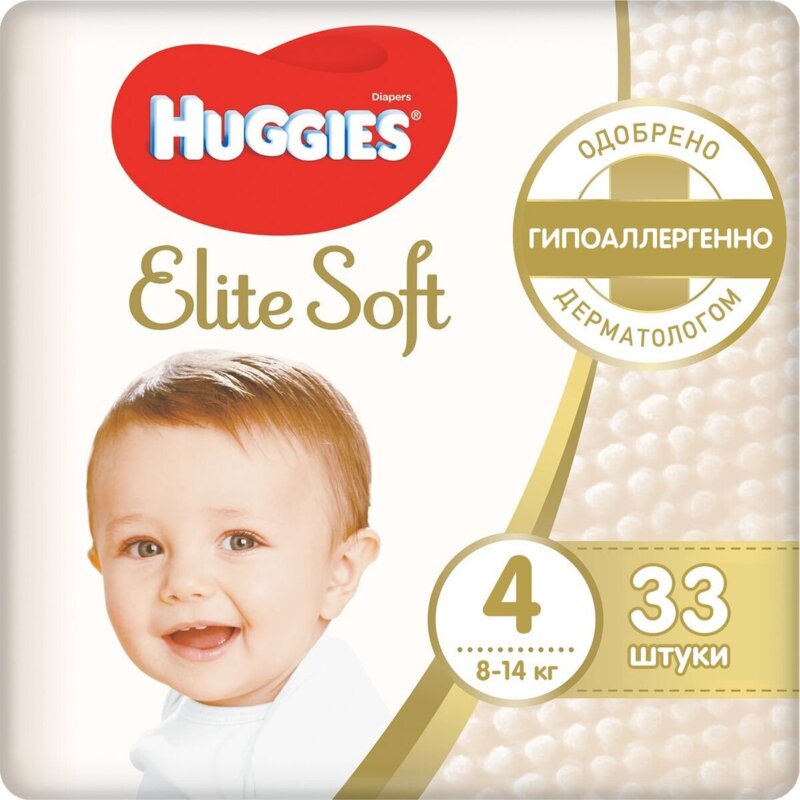 Подгузники Huggies Elite Soft размер 4 8-14 кг 33 шт.