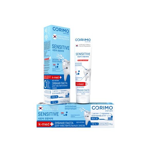 Зубная паста Corimo профилактическая с пробиотиками для чувствительных зубов мгновенное действие 75 г