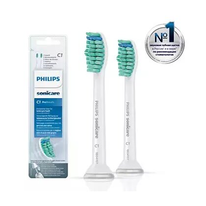 Насадки сменные Philips sonicare для электрической зубной щетки proresults стандартный размер hx6012/07 2 шт.