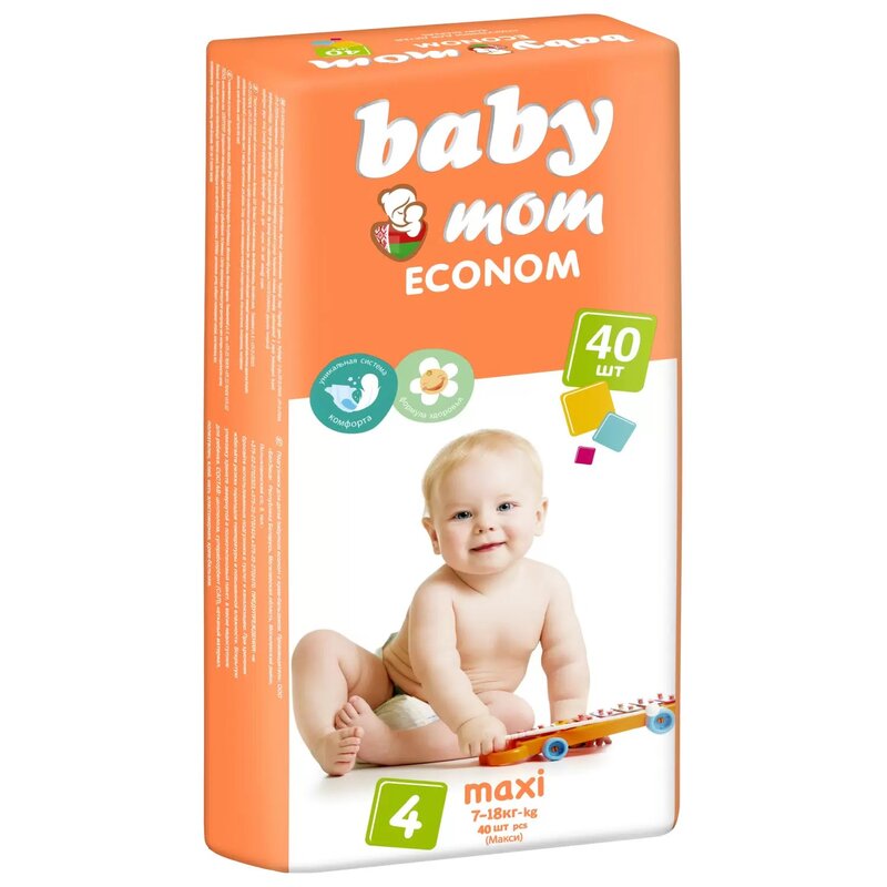 Подгузники Baby mom econom Maxi 7-18кг 40 шт.