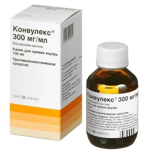 Конвулекс капли для приема внутрь 300 мг/мл 100 мл