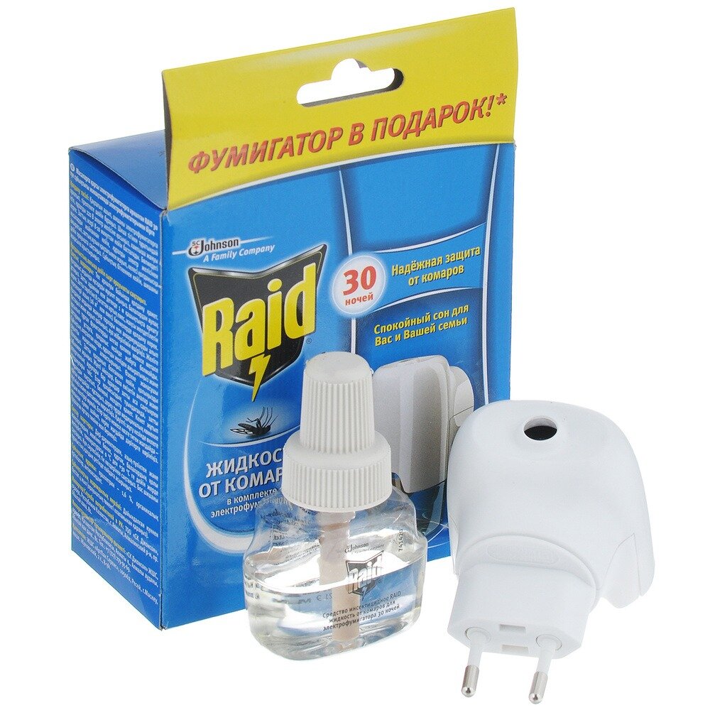 Фумигатор Raid с жидкостью от комаров на 30 ночей