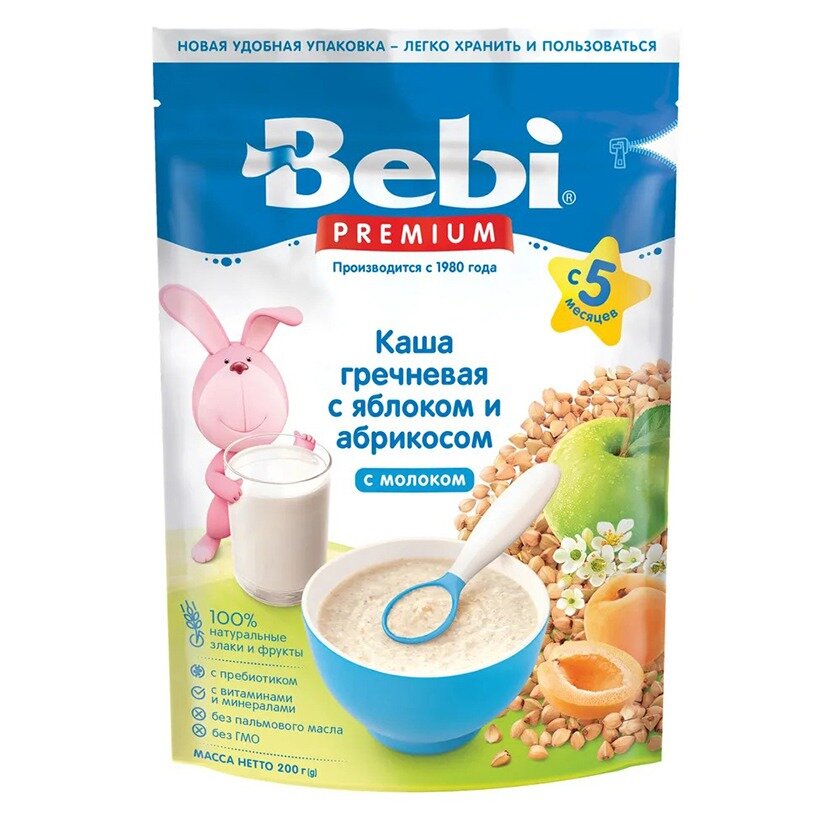 Каша гречневая Bebi Premium с яблоком и абрикосом с 5 месяцев 200г