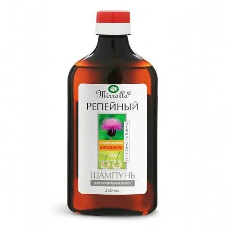 Шампунь для волос Репейный Mirrolla с комплексом витаминов для укрепления волос 250 мл