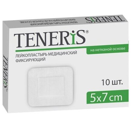 Лейкопластырь Teneris (Тенерис) t-pore стерильный фиксирующий нетканый 7х5см 10 шт.