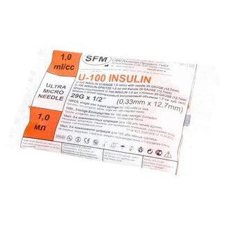 Трехкомпонентный инсулиновый шприц 1 мл u-100 с иглой 10 шт.