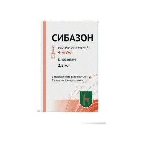 Сибазон раствор ректальный 4 мг/мл 2,5 мл микроклизма 5 шт.