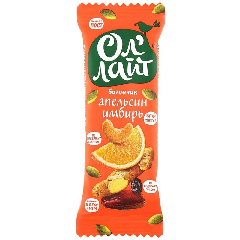 Батончик Ол Лайт фруктово-ореховый апельсин/имбирь 30 г