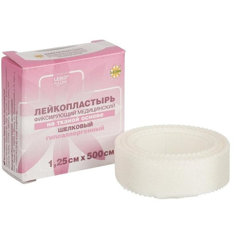 Лейкопластырь Leiko на шелковой основе 1,25х500 см