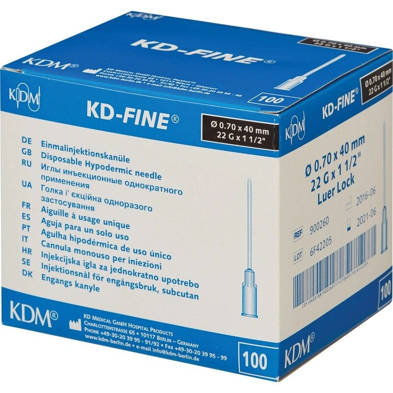 Игла инъекционная KD-Fine 22G 0,7 х 40 мм 1 шт.