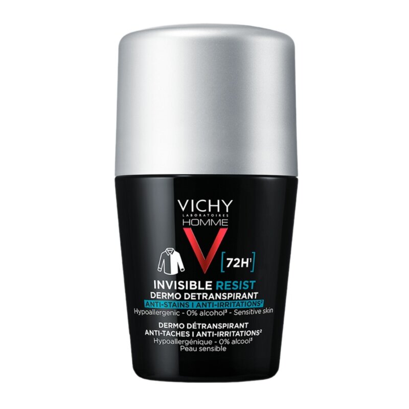 Дезодорант-антиперспирант Виши (Vichy) Homme Invisible Resist шариковый мужской против пятен 72 часа 50 мл