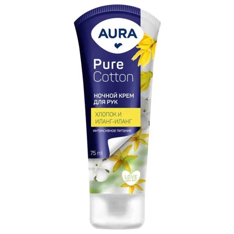 Крем для рук Aura pure cotton ночной питание 75 мл