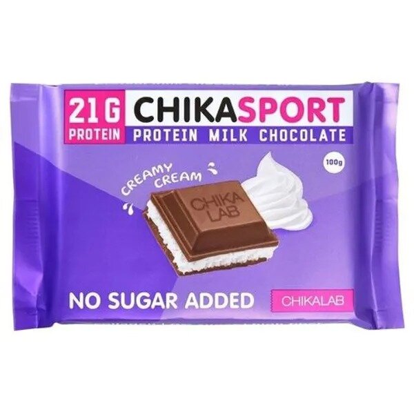 Шоколад молочный протеиновый без сахара Chikalab chikasport с шоколадной начинкой 100 г