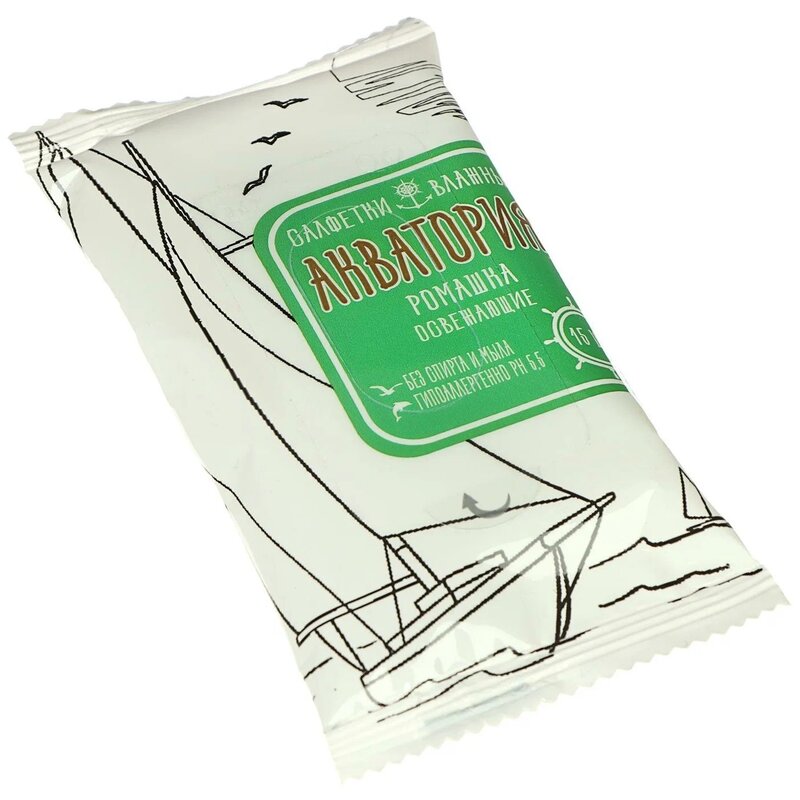 Салфетки влажные Акватория освежающие Ромашка 15 шт.