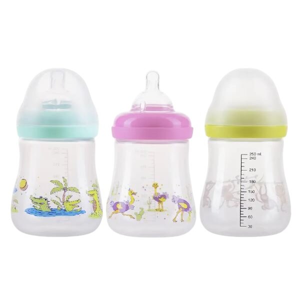Бутылочка для кормления Курносики арт.11209 с широким горлом и силиконовой соской молочной с антивакуумным клапаном 250 мл
