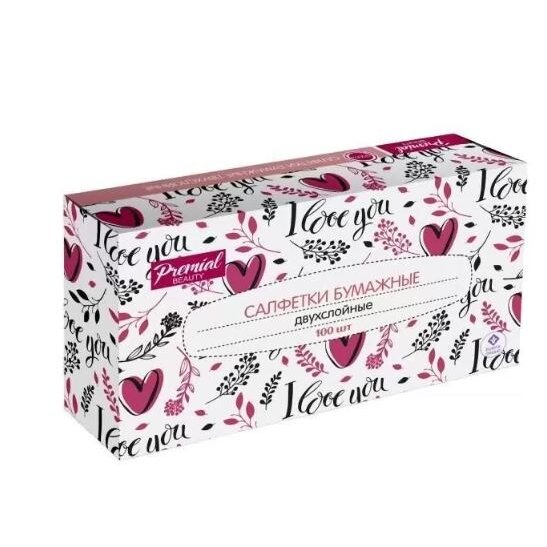Салфетки бумажные Premial Нон-стоп 2-х слойные 100 шт.