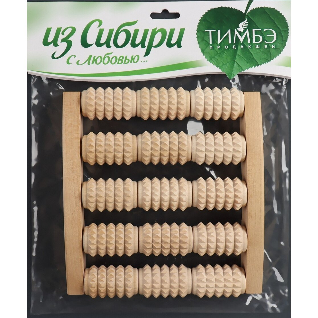 Массажер для ног Барабаны 19×18×4 см деревянный 5 рядов средний