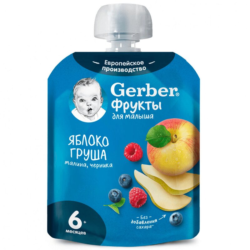 Gerber organic пюре 90г яблоко/груша/малина/черника